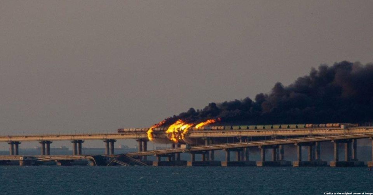 Key bridge connecting Crimea to Russia hit by huge explosion